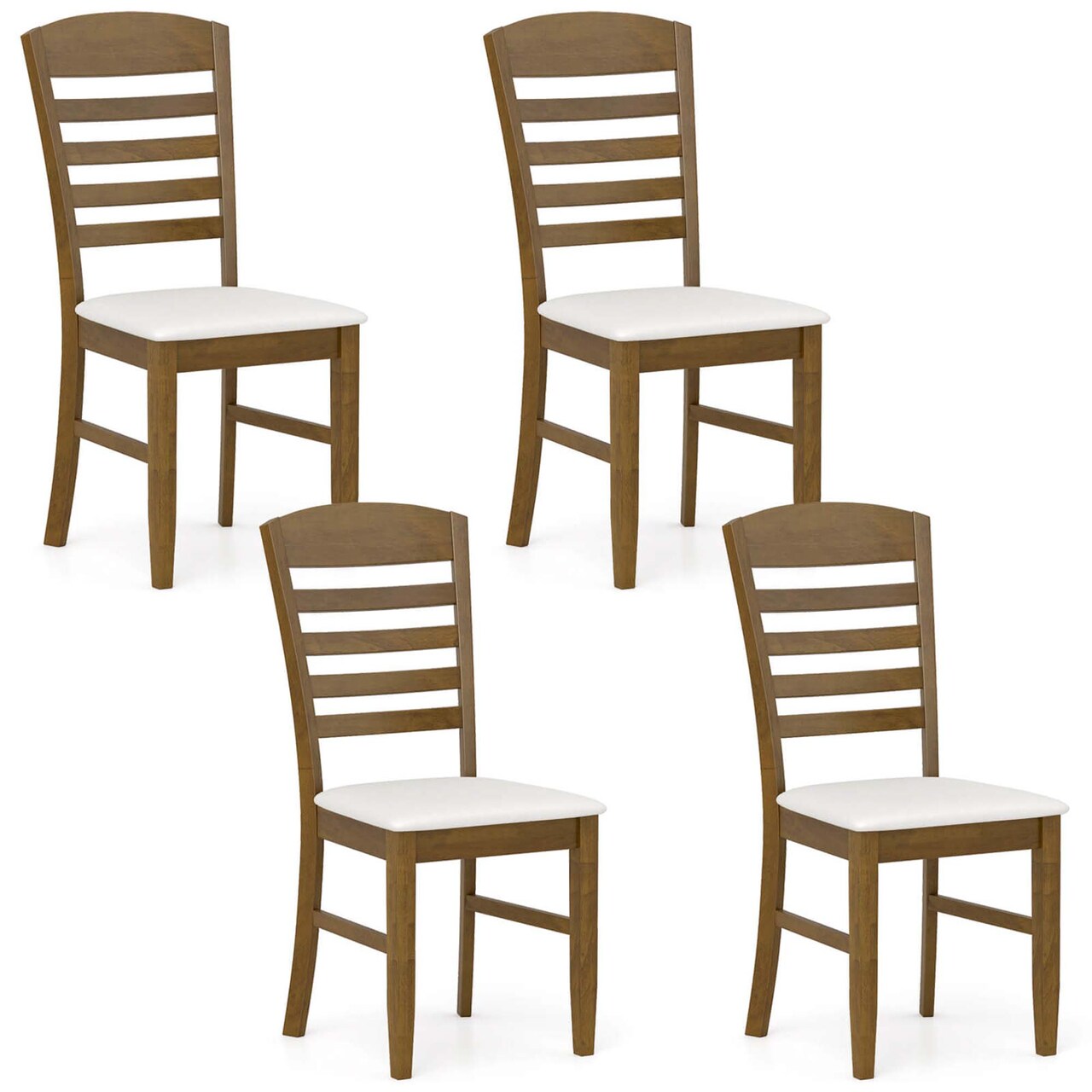 Costway Wood Dining Chairs Set of 2/4 Fabric Upholstered Side Chairs with Rubber Wood Frame